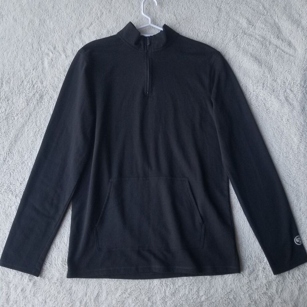 Climatesmart Quarter Zip Sweatshirt Mens M Black Fleece Lined Thermal Sports Top